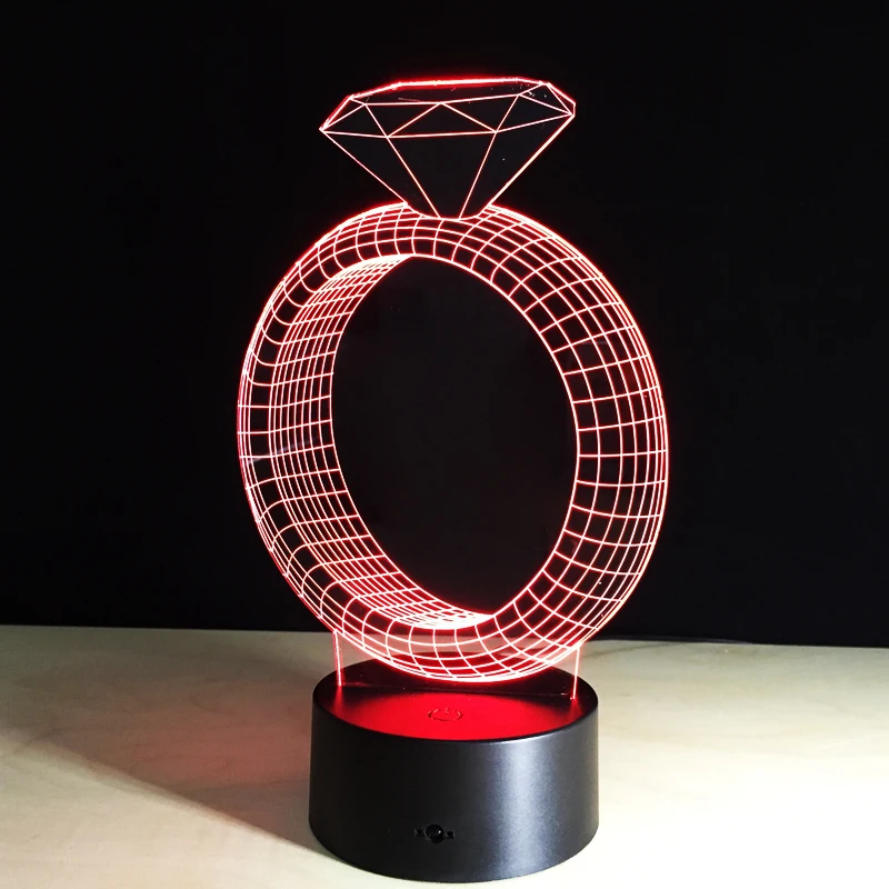 Фото 3D Лавовая Лампа кольцо с бриллиантами креативный 7 цветов - купить