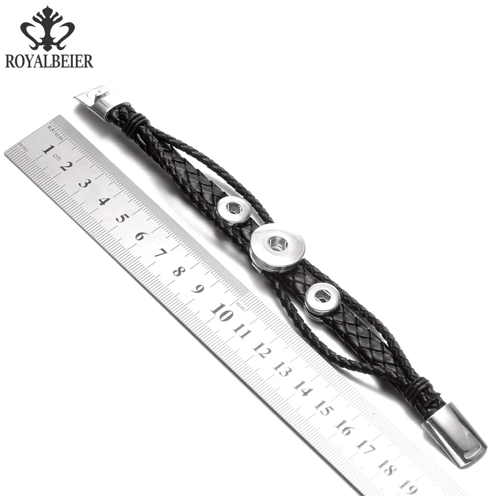RoyalBeier Multilayer Black Leather Bracelets For Men Magnet Buckle Cool Man DIY Fit 12/18mm Snap Button Hamdmade Rope Bracelet
RoyalBeier Multilayer Black Leather Bracelets For Men Magnet Buckle Cool Man DIY Fit 12/18mm Snap Button Hamdmade Rope Bracelet