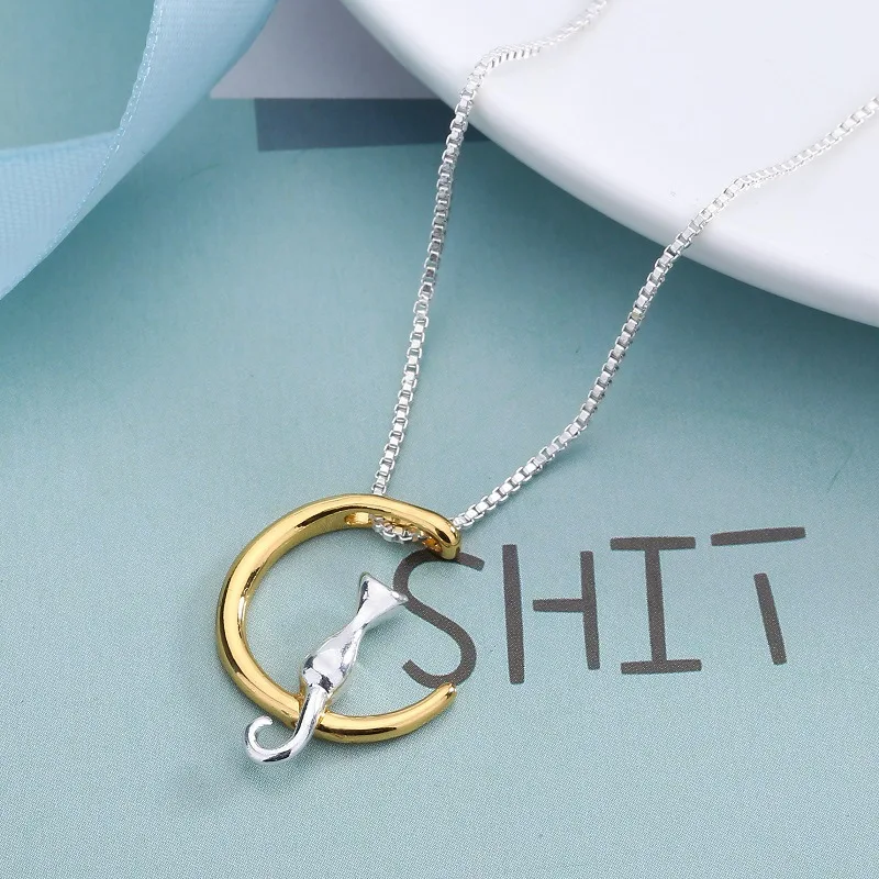 Hot Wholesale Cute Animal Cat Sit On Moon Necklaces Fashion Crescent Moon Pendant Necklace Charm Custom Statement Jewelery
Hot Wholesale Cute Animal Cat Sit On Moon Necklaces Fashion Crescent Moon Pendant Necklace Charm Custom Statement Jewelery