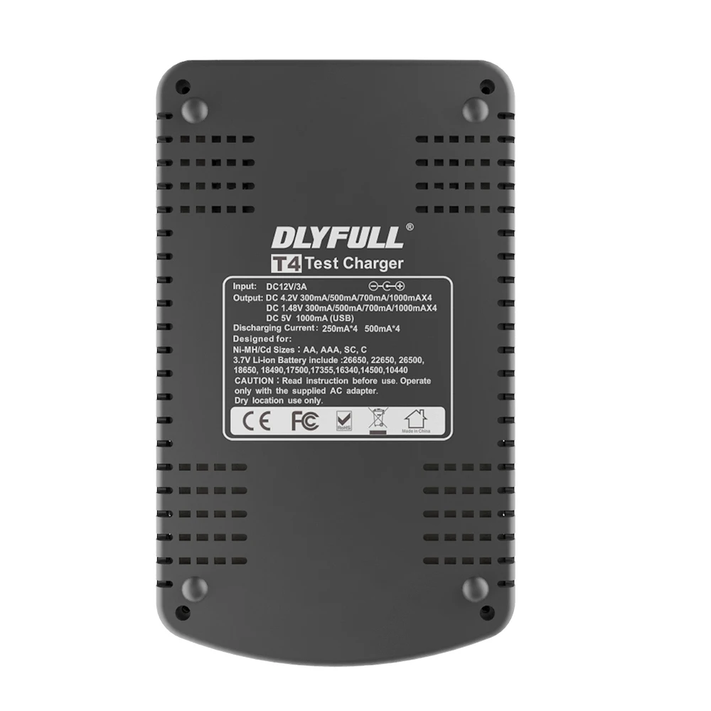 DLYFULL T4 18650 Charger LCD AA AAA AAAA 3.7V 26650 14500 16340 18350 18500 10440 NiMH li-ion Smart battery Charger USB
DLYFULL T4 18650 Charger LCD AA AAA AAAA 3.7V 26650 14500 16340 18350 18500 10440 NiMH li-ion Smart battery Charger USB