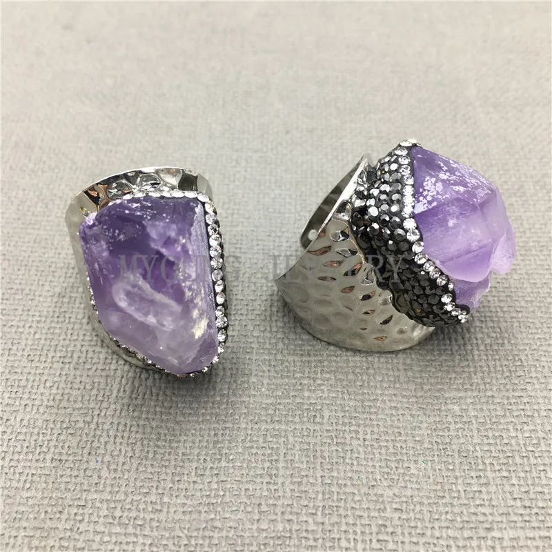 Женские кварцевые кольца с фиолетовым кристаллом натуральным камнем друг за