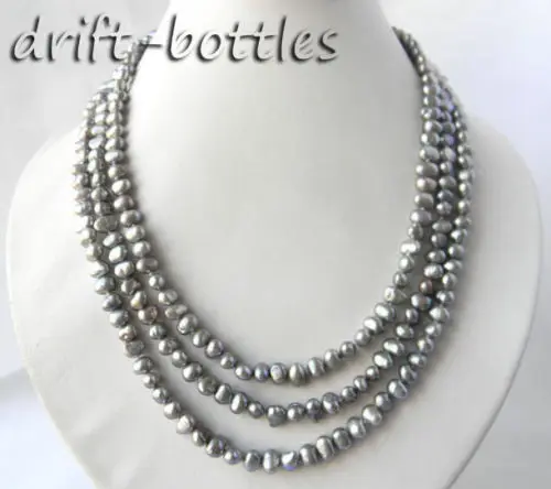 Selling Jewelry>>>3Strands 18'' 6mm Gray Baroque Freshwater Pearl Silver Necklace
Selling Jewelry>>>3Strands 18'' 6mm Gray Baroque Freshwater Pearl Silver Necklace