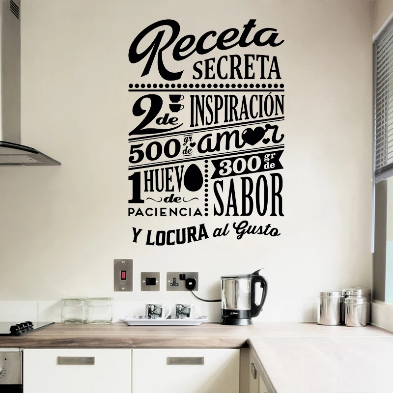 Sticker Design Receta Secreta Wall Decor Cuisine Vinyl Wall Art Decals Kitchen Recipe Tile Home Decor Poster House Decoration
Sticker Design Receta Secreta Wall Decor Cuisine Vinyl Wall Art Decals Kitchen Recipe Tile Home Decor Poster House Decoration