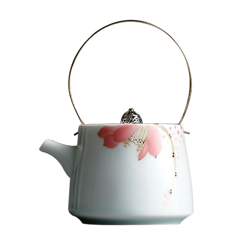 

China Jingdezhen celadon porcelain teapot small hand-painted coarse tea pot Japanese Kung Fu tea set service gift