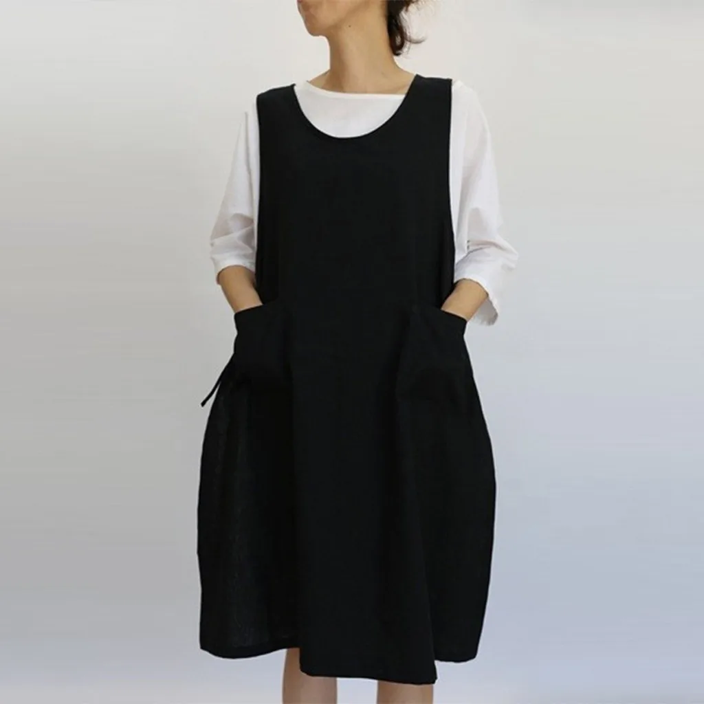 Платье женское хлопковое с карманами Сарафан Макси в японском стиле #25
