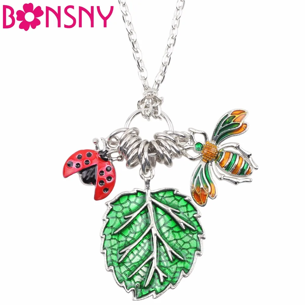 Bonsny Enamel Alloy Tropics Summer Collection Green Leaf Bee Beatles Necklace Pendant Chain Fashion Jewelry For Women Girls Gift
Bonsny Enamel Alloy Tropics Summer Collection Green Leaf Bee Beatles Necklace Pendant Chain Fashion Jewelry For Women Girls Gift