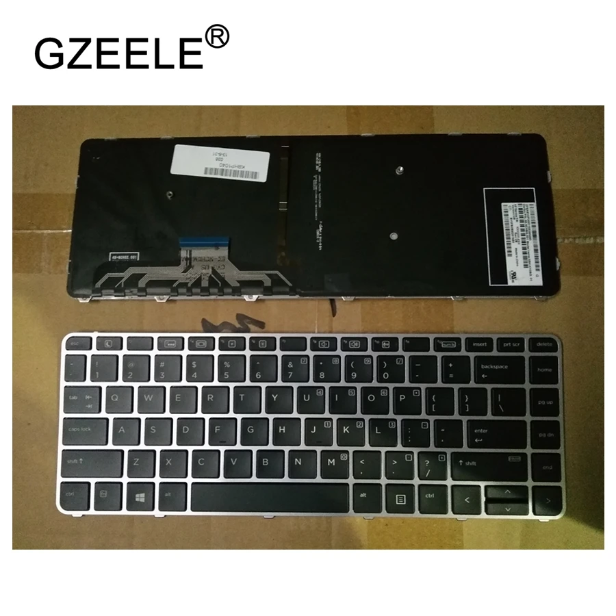 Английская клавиатура GZEELE для ноутбука HP ELIteBook FOLIO 1040 G3 с серебристой рамкой и