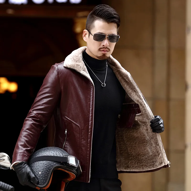New Men's Leather Jacket Men Coats 4XL Brand High Quality Natural sheep skin Outerwear Men Business Winter Faux Fur Male Jackets
New Men's Leather Jacket Men Coats 4XL Brand High Quality Natural sheep skin Outerwear Men Business Winter Faux Fur Male Jackets