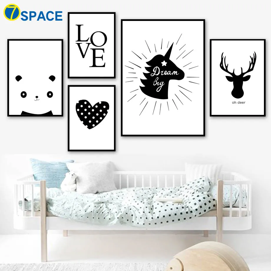 Cartoon Deer Unicorn Panda Heart Nordic Posters And Prints Wall Art Canvas Painting Black White Wall Pictures Kids Room Decor
Cartoon Deer Unicorn Panda Heart Nordic Posters And Prints Wall Art Canvas Painting Black White Wall Pictures Kids Room Decor