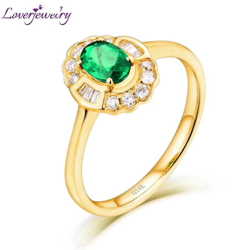 LOVERJEWELRY Solid 14Kt Yellow Gold Round Baguette Diamond Oval Emerald Wedding Rings For Women's Fine Jewelry Ring With Emerald
LOVERJEWELRY Solid 14Kt Yellow Gold Round Baguette Diamond Oval Emerald Wedding Rings For Women's Fine Jewelry Ring With Emerald