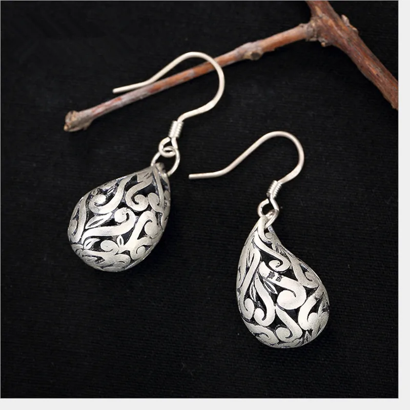 Uglyless Real S 999 Fine Silver Jewelry for Women Ethnic Waterdrop Dangle Earrings Handmade Carved Hollow Brincos Vintage Bijoux
Uglyless Real S 999 Fine Silver Jewelry for Women Ethnic Waterdrop Dangle Earrings Handmade Carved Hollow Brincos Vintage Bijoux