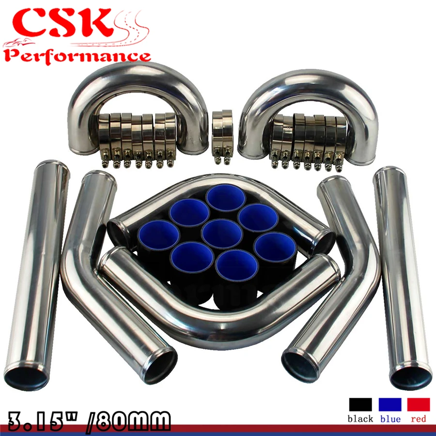 Universal Turbo Boost Intercooler Pipe Kit 3.15" 80MM 8PCS Piping L= 450MM Blue / Black / Red
Universal Turbo Boost Intercooler Pipe Kit 3.15" 80MM 8PCS Piping L= 450MM Blue / Black / Red