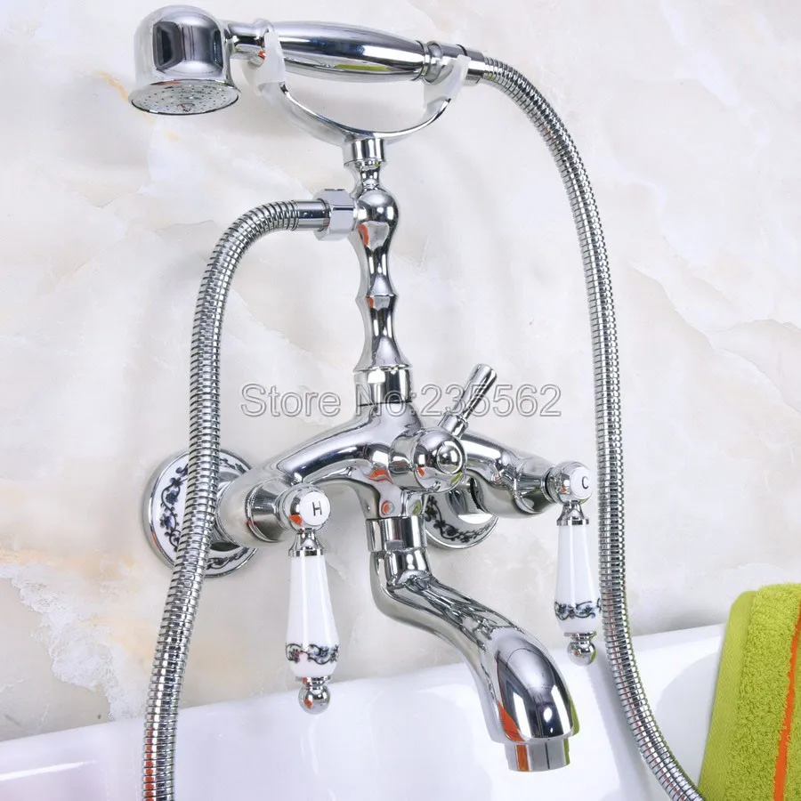 Chrome Wall Mounted Clawfoot Bathtub Shower Faucet Handheld Shower Faucets lna216
Chrome Wall Mounted Clawfoot Bathtub Shower Faucet Handheld Shower Faucets lna216