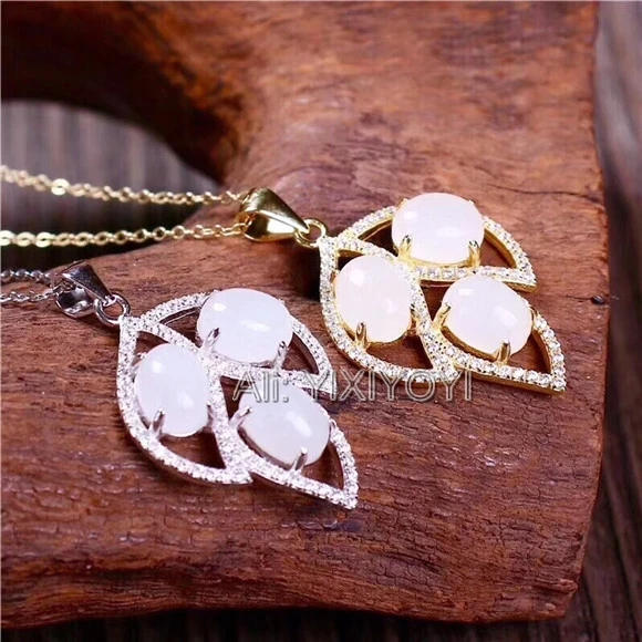 Real 925 Silver White HeTian Jade Beads Inlay Hollow Leaf Design Lucky Pendant + Chain Necklace Fine Jewelry Certificate
Real 925 Silver White HeTian Jade Beads Inlay Hollow Leaf Design Lucky Pendant + Chain Necklace Fine Jewelry Certificate