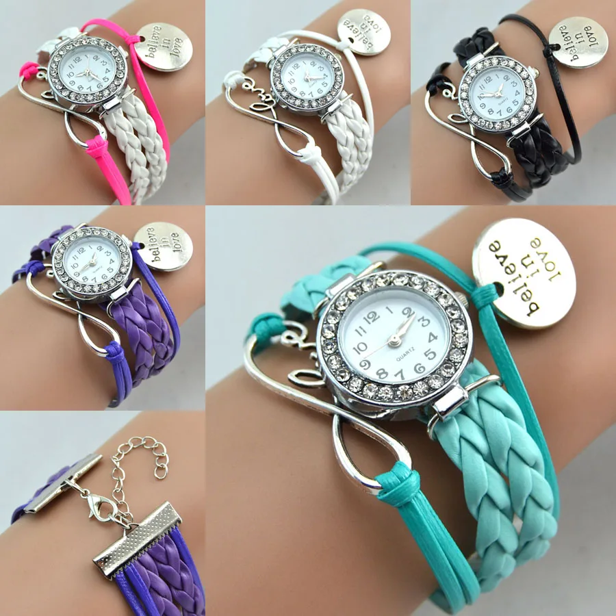 Women's Infinity love believe in love Multilayer Faux Leather Quartz Bracelet Watch
Women's Infinity love believe in love Multilayer Faux Leather Quartz Bracelet Watch