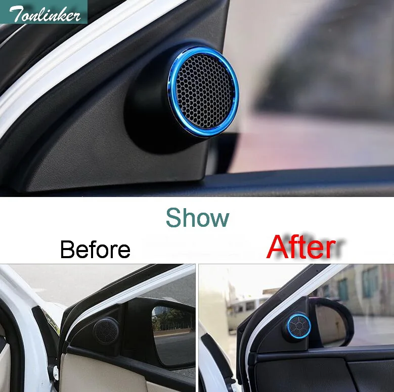 Tonlinker 2 PCS DIY Car Styling Stainless Steel Tweeter speaker Decorative cover case Stickers For TOYOTA Corolla Altis 2014
Tonlinker 2 PCS DIY Car Styling Stainless Steel Tweeter speaker Decorative cover case Stickers For TOYOTA Corolla Altis 2014