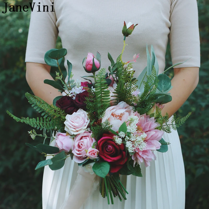 JaneVini Romantic Wedding Flowers Bridal Bouquets Artificial Silk Roses Peonies Fake Bouquet Pink Flowers Bouquet Fleur Mariage
JaneVini Romantic Wedding Flowers Bridal Bouquets Artificial Silk Roses Peonies Fake Bouquet Pink Flowers Bouquet Fleur Mariage