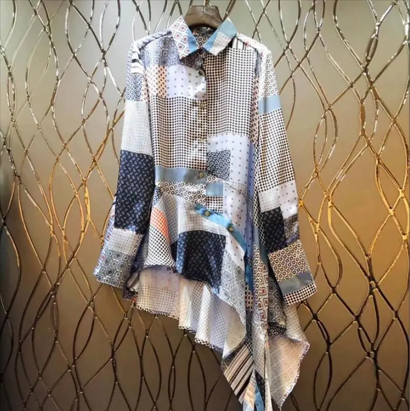England Style Irregular Loose Print Shirt Women's New Long Sleeve Chiffon Long Turn-down Collar Button Shirt
England Style Irregular Loose Print Shirt Women's New Long Sleeve Chiffon Long Turn-down Collar Button Shirt
