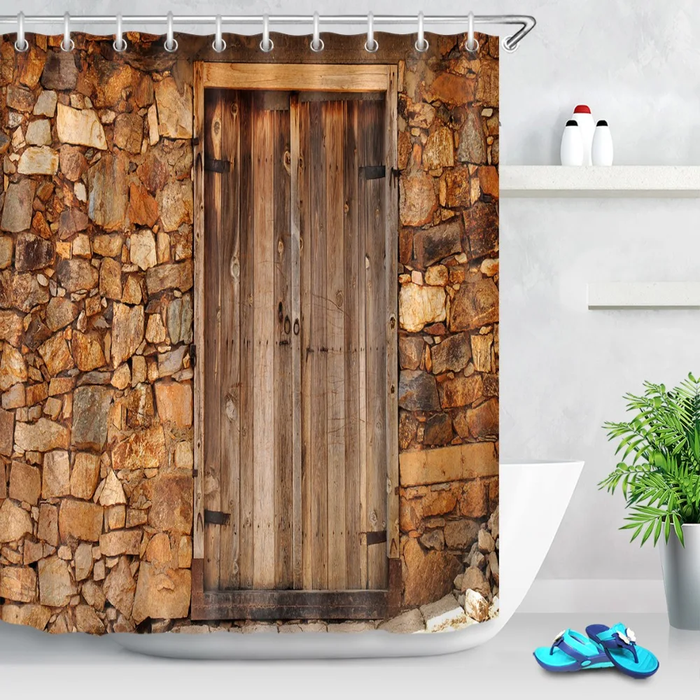 72'' An Old Vintage Wooden Door In A Stone Wall Bathroom Waterproof Fabric Shower Curtain Polyester 12 Hooks Bath Accessory Sets
72'' An Old Vintage Wooden Door In A Stone Wall Bathroom Waterproof Fabric Shower Curtain Polyester 12 Hooks Bath Accessory Sets