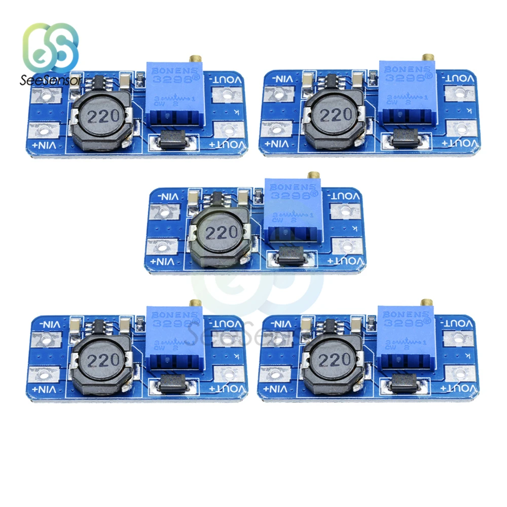 

5Pcs MT3608 DC-DC Step Up Converter Booster Power Supply Module Boost Step-up Board MAX Output 28V 2A For Arduino