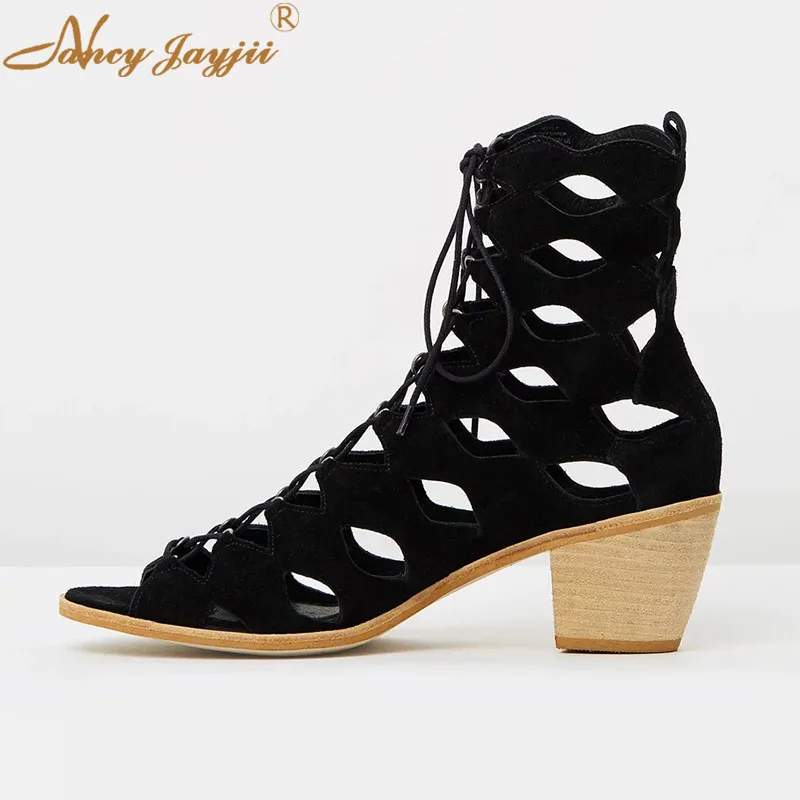 Summer Flock Ankle Boots Peep Toe Cross-tied Lace-Up Women Shoes Lady Ladies Fashion Square Heels Dress Rome Summer Spring 2019
Summer Flock Ankle Boots Peep Toe Cross-tied Lace-Up Women Shoes Lady Ladies Fashion Square Heels Dress Rome Summer Spring 2019