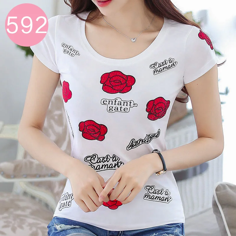 2019 Women T-Shirt Short Sleeve O-Neck White Slim T Shirt Diamond Rose Letter Print Cotton Women Office Lady Tee Shirt Plus Size
2019 Women T-Shirt Short Sleeve O-Neck White Slim T Shirt Diamond Rose Letter Print Cotton Women Office Lady Tee Shirt Plus Size