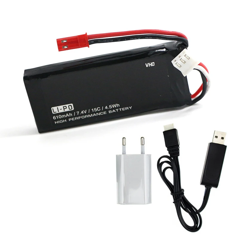 ЕС Подключите USB Charger 7.4 В 610 мАч 15C 4.5wh lipo Батарея x4 h502s h502e RC Quadcopter запасной Запчасти