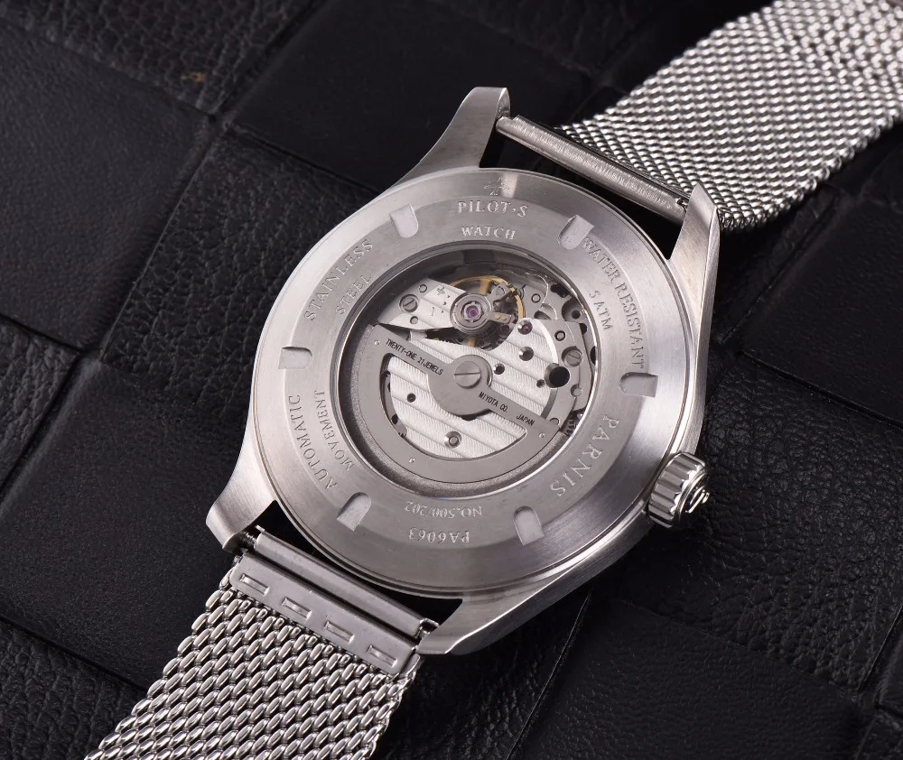 2017 Newly Issue 44mm Parnis Watch Mens Stainless Steel Automatic Watch Mechanical Wristwatch Mesh Strap Luminous 12/24 Hours
2017 Newly Issue 44mm Parnis Watch Mens Stainless Steel Automatic Watch Mechanical Wristwatch Mesh Strap Luminous 12/24 Hours