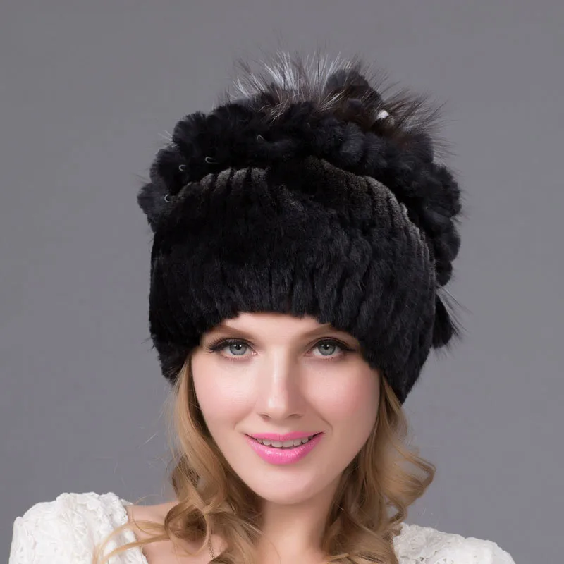 Real Fur Hat Female Winter Real Rex Rabbit Fur Cap Silver Fox Fur Plush Ball Top Fashion Warm High Quality Hat THY-21
Real Fur Hat Female Winter Real Rex Rabbit Fur Cap Silver Fox Fur Plush Ball Top Fashion Warm High Quality Hat THY-21