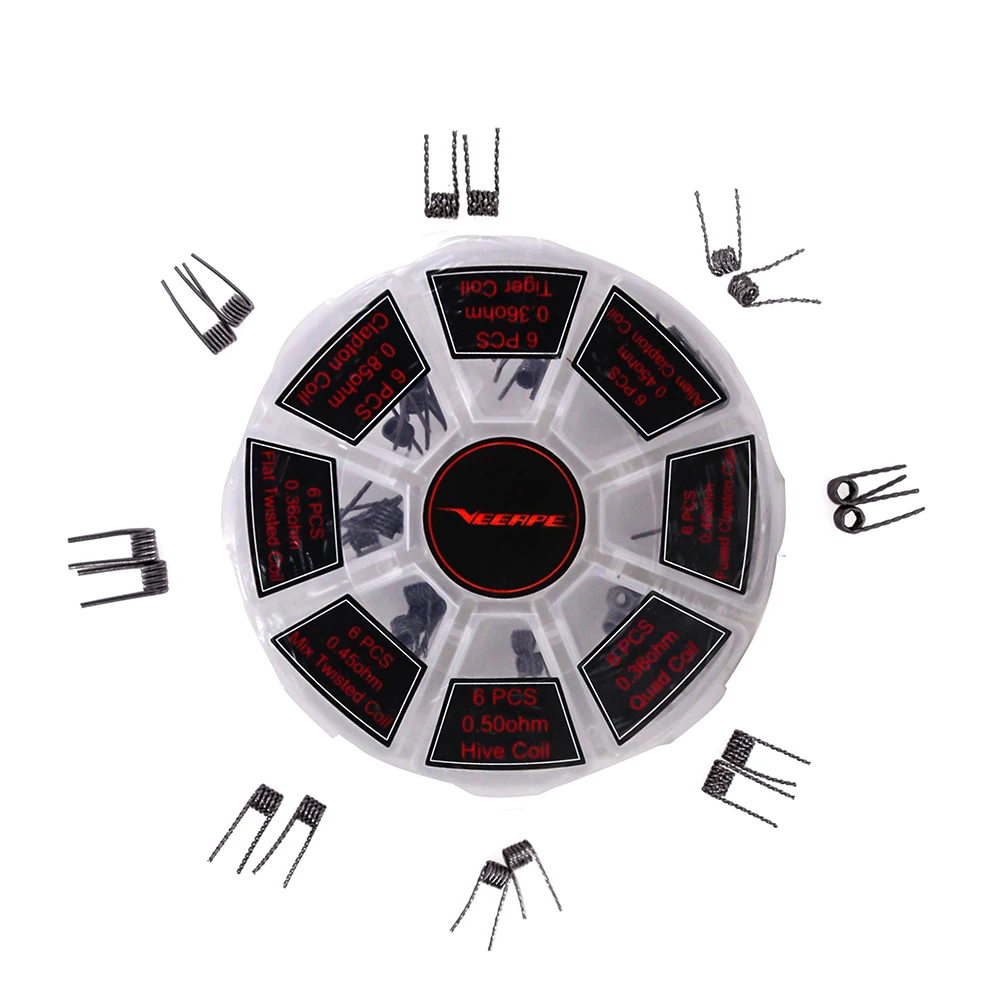 Оригинальный Veeape 8 в 1 провод коробка спирали намотка FUSED Clapton нагревательный