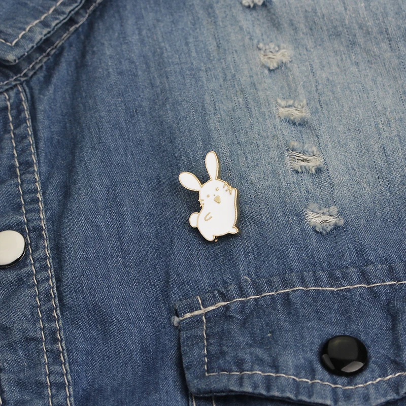 Милая эмалированная брошь в виде кролика из мультфильма белая для детей булавка