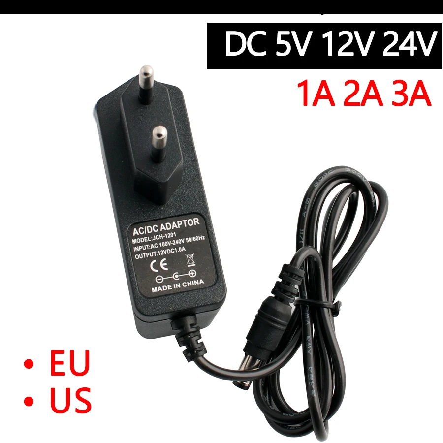 AC-DC 110-240 в источник питания 5 12 В 24 1A 2A 3A Универсальный блок мм * 2 ЕС США постоянного
