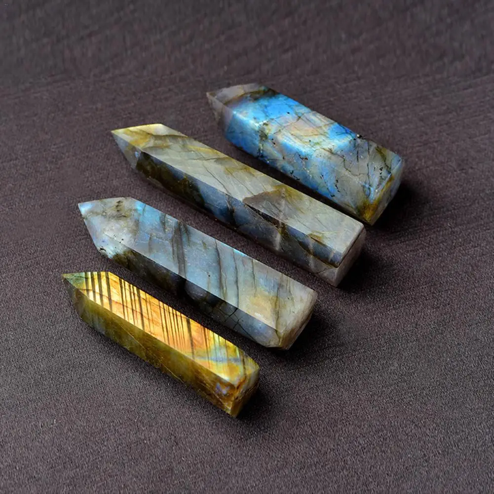 

100 Natural Labradorite Moonstone Crystal Stone Hexagonal Edge Degaussing Energy Stone Quartz Ornaments EO