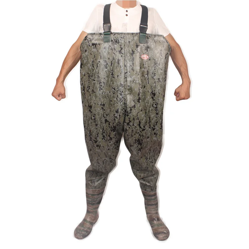 High-jump Camouflage One-Piece Fishing Waders 0.85mm PVC Digital Camouflage Chest Height Seamless Clothes+Boots Fishing Waders
High-jump Camouflage One-Piece Fishing Waders 0.85mm PVC Digital Camouflage Chest Height Seamless Clothes+Boots Fishing Waders