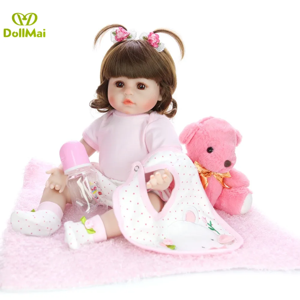 DollMai 18'' Reborn Baby Girl doll Soft Silicone Reborn Baby Dolls Birthday Gifts bebe Stuffed Doll Toys With Bear boneca
DollMai 18'' Reborn Baby Girl doll Soft Silicone Reborn Baby Dolls Birthday Gifts bebe Stuffed Doll Toys With Bear boneca