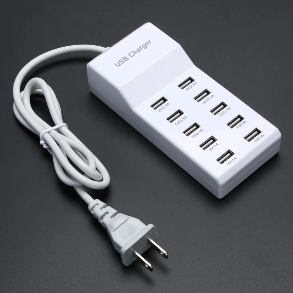 Сетевое зарядное устройство с 10 портами USB для дома и путешествий переменный ток
