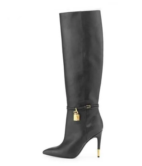 Real Photo Women Black Red Patent Leather Pointed Toe Long Boots Fashion Knee High Ankle Metal Lock Decoration Knee High Booties
Real Photo Women Black Red Patent Leather Pointed Toe Long Boots Fashion Knee High Ankle Metal Lock Decoration Knee High Booties