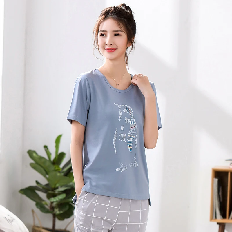 New Spring Summer 100%Cotton Women Short Sleeve Long Pants Pajamas Set Cute Cartoon Casual Loose Plus Size M-5XL Female Pyjamas
New Spring Summer 100%Cotton Women Short Sleeve Long Pants Pajamas Set Cute Cartoon Casual Loose Plus Size M-5XL Female Pyjamas