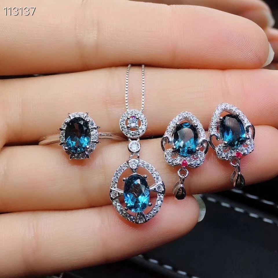 Natural blue topaz gem S925 silver ring Pendant earrings natural gemstone Jewelry Set fashion tadpole girl party gift jewelry
Natural blue topaz gem S925 silver ring Pendant earrings natural gemstone Jewelry Set fashion tadpole girl party gift jewelry