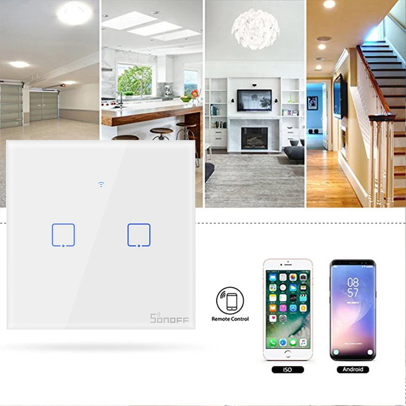 Умный выключатель Sonoff настенный сенсорный 2 клавиши светильник Fi стандарт