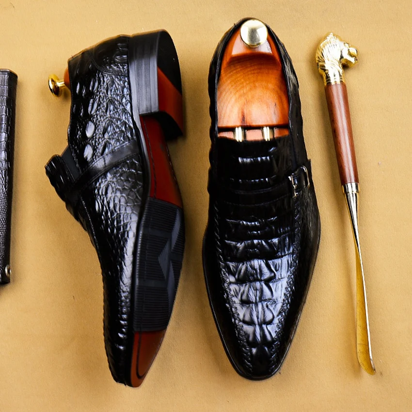 Luxury Genuine Leather Formal Dress Man Monk Strap Shoes Alligator Pattern Pointed Toe Belt Handmade Men's Party Footwear AS154
Luxury Genuine Leather Formal Dress Man Monk Strap Shoes Alligator Pattern Pointed Toe Belt Handmade Men's Party Footwear AS154