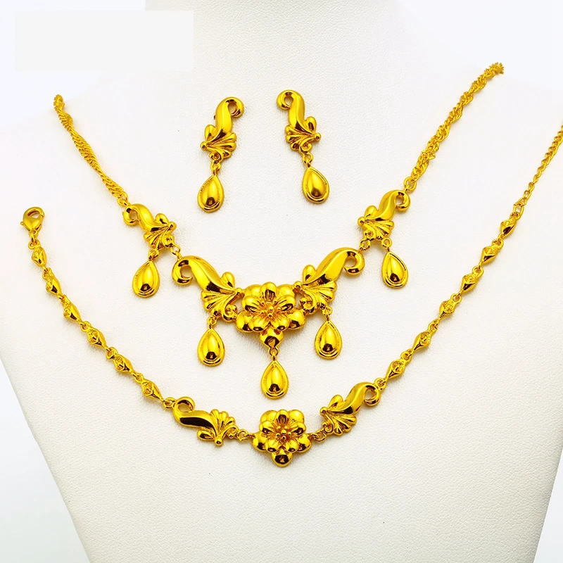 Golden Flower Classic Bridal Jewelry Set Yellow Gold Filled Womens Necklace+Bracelet+Earrings Set
Golden Flower Classic Bridal Jewelry Set Yellow Gold Filled Womens Necklace+Bracelet+Earrings Set