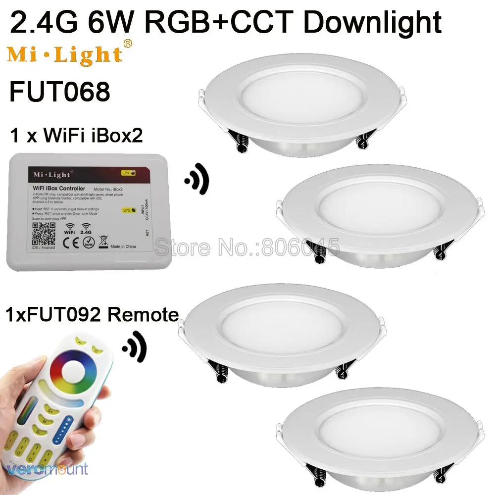 FUT068 AC85 265V Milight 2 4G 6W RGB + CCT WiFi совместимый умный светодиодный потолочный светильник