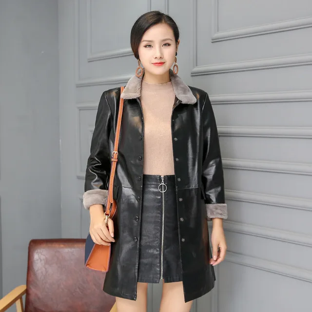 Office Ladies Faux Fur Turn Down Collar Faux Leather Jacket Coat Plus Size 4XL 5XL Womens Pu Lether Jackets Black Red Army Green
Office Ladies Faux Fur Turn Down Collar Faux Leather Jacket Coat Plus Size 4XL 5XL Womens Pu Lether Jackets Black Red Army Green