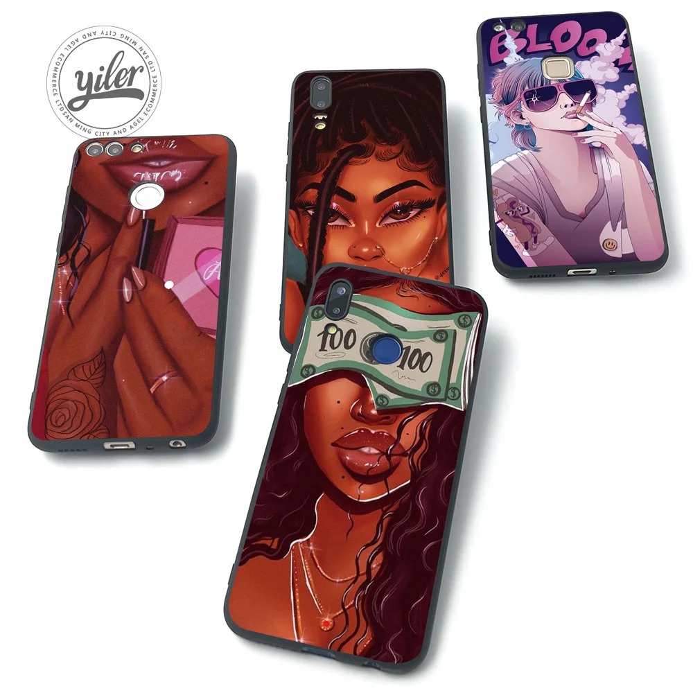 Чехол для huawei P30 Pro Black Girls P20 LITE чехол lite P Smart 2019 P10 Plus чехлы телефонов | Мобильные