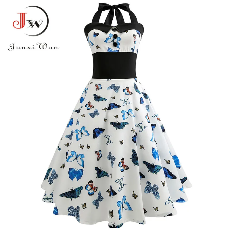 Summer Women Dress Casual Floral Retro Vintage 50s 60s Dresses robe Rockabilly Pinup Plus Size Halter Backelss Party Dress
Summer Women Dress Casual Floral Retro Vintage 50s 60s Dresses robe Rockabilly Pinup Plus Size Halter Backelss Party Dress