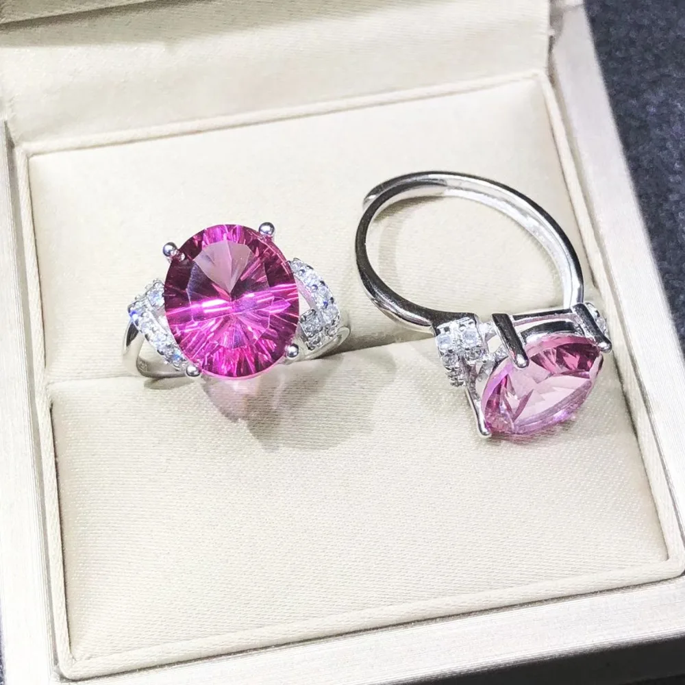 100% Natural Pink Gem Topaz Ring Size Free Open Finger Ring in 925 Sterling Silver, 10X12MM Concave Cut Oval Stone Female Rings
100% Natural Pink Gem Topaz Ring Size Free Open Finger Ring in 925 Sterling Silver, 10X12MM Concave Cut Oval Stone Female Rings