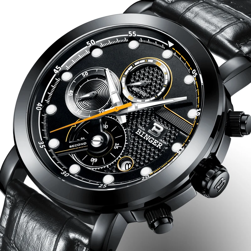 Switzerland Relogio Masculino BINGER Men's Watches Top Brand Luxury Chronograph Quartz Watch Men Luminous reloj hombre B-9017M7
Switzerland Relogio Masculino BINGER Men's Watches Top Brand Luxury Chronograph Quartz Watch Men Luminous reloj hombre B-9017M7