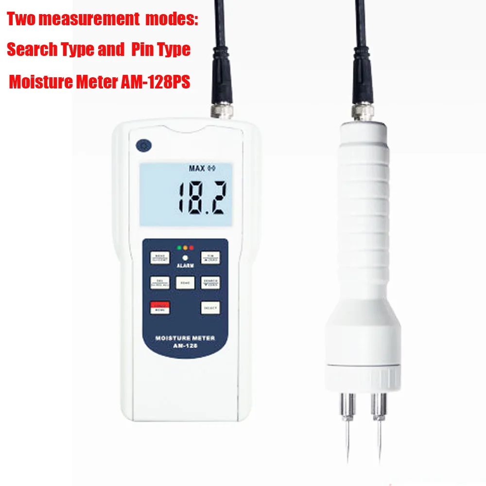 AM-128PS Wood Moisture Meter with Two measurement modes: Search Type & Pin Type Multiple measurement codes
AM-128PS Wood Moisture Meter with Two measurement modes: Search Type & Pin Type Multiple measurement codes