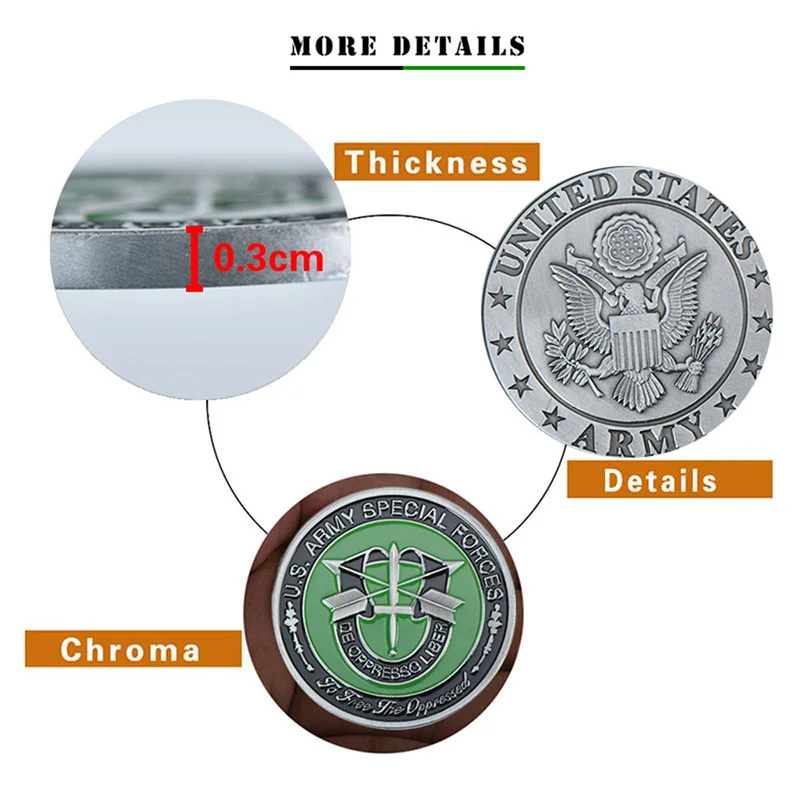 WR US Army Special Forces Metal Commemorative Coin New Year Gifts Colored De Oppresso Liber Challenge Coin Collection
WR US Army Special Forces Metal Commemorative Coin New Year Gifts Colored De Oppresso Liber Challenge Coin Collection